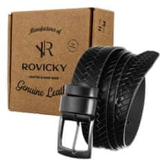 Rovicky Moški usnjen pas za obleko, pletena zaponka