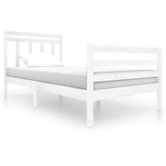 Vidaxl Posteljni okvir bel iz trdnega lesa 100x200 cm