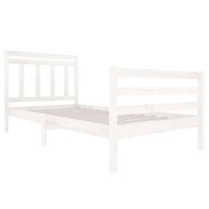 Vidaxl Posteljni okvir bel iz trdnega lesa 100x200 cm