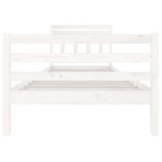 Vidaxl Posteljni okvir bel iz trdnega lesa 100x200 cm