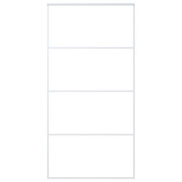 Vidaxl Drsna vrata mlečno ESG steklo in aluminij 102,5x205 cm bela