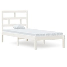 Vidaxl Posteljni okvir bel iz trdnega lesa 75x190 cm 2FT6