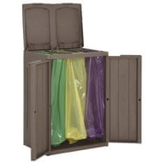 Vidaxl Koš za smeti z 2 vrati rjav 65x45x88 cm PP