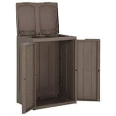 Vidaxl Koš za smeti z 2 vrati rjav 65x45x88 cm PP