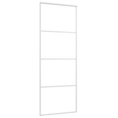 Vidaxl Drsna vrata mlečno ESG steklo in aluminij 76x205 cm bela