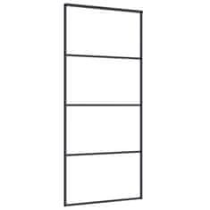Vidaxl Drsna vrata mlečno ESG steklo in aluminij 90x205 cm črna
