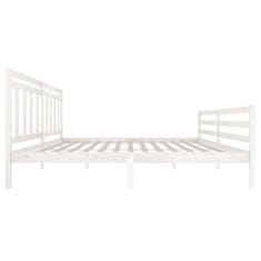 Vidaxl Posteljni okvir bel iz trdnega lesa 200x200 cm
