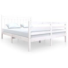 Vidaxl Posteljni okvir bel iz trdnega lesa 160x200 cm