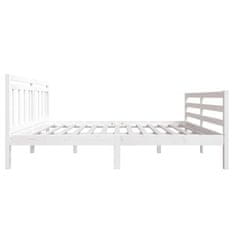 Vidaxl Posteljni okvir bel iz trdnega lesa 135x190 cm 4FT6