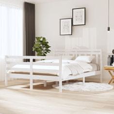 Vidaxl Posteljni okvir bel iz trdnega lesa 135x190 cm 4FT6