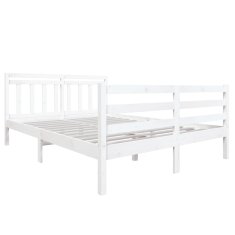 Vidaxl Posteljni okvir bel iz trdnega lesa 135x190 cm 4FT6