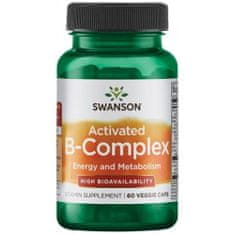 Swanson Aktivirani B-kompleks, aktivna oblika koencima vitaminov B, 60 zeliščnih kapsul