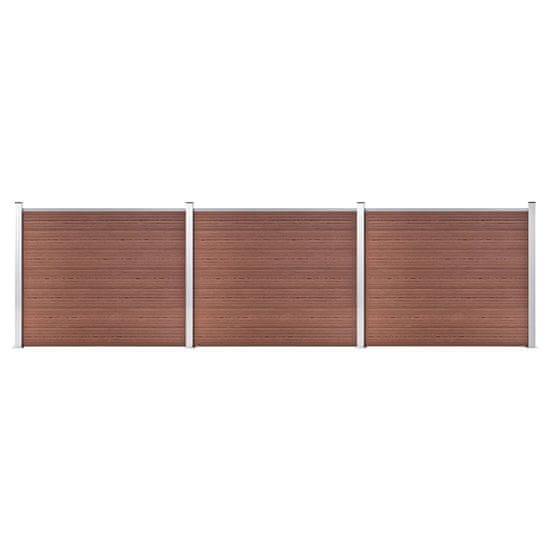 Greatstore Komplet ograjnih panelov WPC 526x146 cm rjav