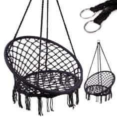 Ikonka Fotelj Stork's nest gugalnica z naslonom črna 80cm