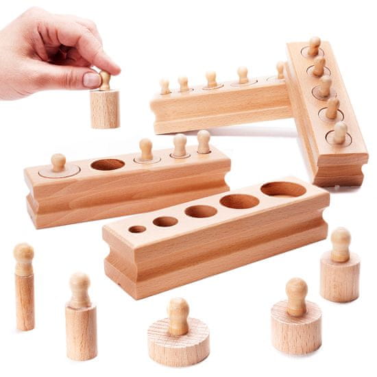 WOWO Lesene Montessori uteži in sortirnik z valji - Montessori Wooden Weights and Sorter with Rollers