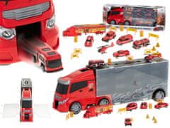 Ikonka Transporter tovornjak TIR v kovčku + 7 gasilskih avtomobilov