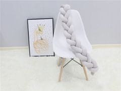 Ikonka Zaščita za otroško posteljico tkana pletena pletena siva 8x200cm