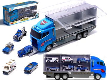 Ikonka Transporter tovornjak TIR lanser + kovinski avtomobili policija