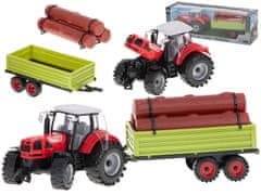 WOWO Traktor s prikolico - kmetijski traktor s prikolico in kupom lesa