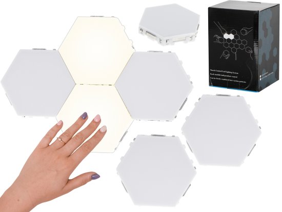 Ikonka LED modularna stenska svetilka na dotik 6pcs toplo bela ...