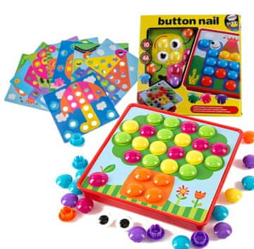 Ikonka Izobraževalna mozaična sestavljanka z gumbi 57el.