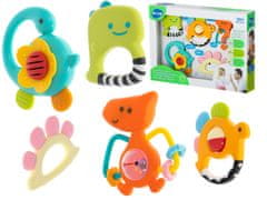 WOWO HOLA Baby Rattle with Teether - HOLA Baby Rattle with Tether - Komplet 5 dinozavrov