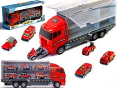 WOWO TIR transporter za gasilce - tovorni TIR transporter z lanserjem in pločevinastimi avtomobili za gasilce