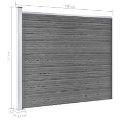 shumee Komplet ograjnih panelov WPC 699x146 cm siv