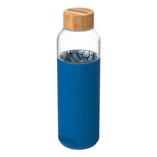 QUOKKA FLOW Steklena steklenica s silikonsko površino WATER FLOWERS, 660ml, 40004