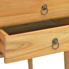 Vidaxl Pisalna miza z 2 predaloma 110x52x75 cm trdna tikovina