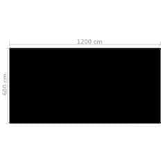 Vidaxl Pravokotno pokrivalo za bazen 1200x600 cm PE črno