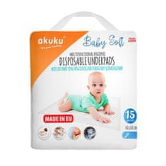 AKUKU Sanitarne blazinice za enkratno uporabo Baby Soft 40x60cm 15pcs