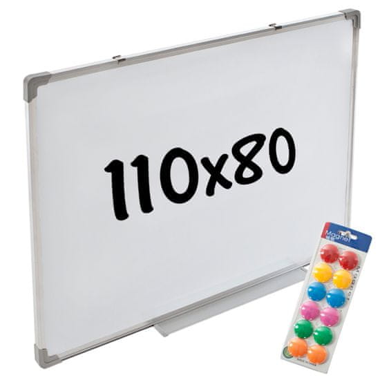 tectake Magnetna tabla + 12 barvnih magnetov 110 x 80 x 2 cm