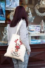 NEW BABY Bombažna nakupovalna vrečka naravna s tiskom Merry Christmas