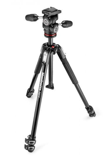 Manfrotto 190X3 Aluminijasto 3-sekcijsko stojalo z 3-smerno glavo 804 in ploščo za hitro menjavo (MK190X3-3W1) + GRATIS nosilec za telefon (MTWISTGRIPK)