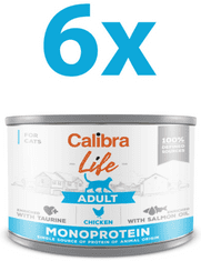 Calibra Life Adult konzerva za mačke, piščanec & srčki, 6 x 200 g