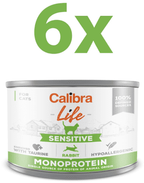Calibra Life Sensitive konzerva za mačke, zajec, 6 x 200 g