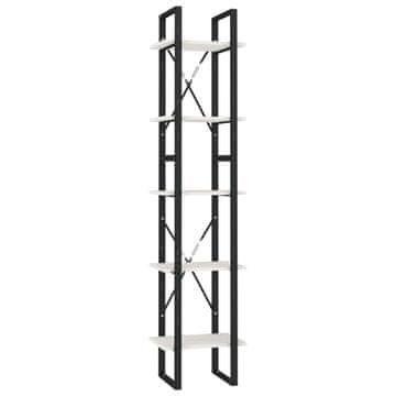 Vidaxl Knjižna omara 5-nadstropna bela 40x30x175 cm borovina