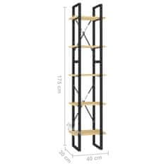 Vidaxl Knjižna omara 5-nadstropna 40x30x175 cm borovina