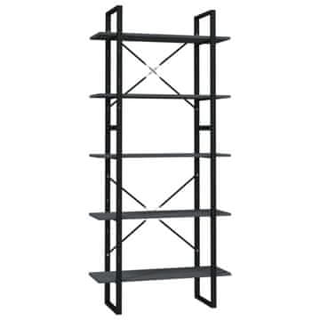 Vidaxl 5-nadstropna knjižna omara siva 80x30x175 cm borovina