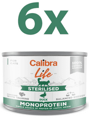 Calibra Life Sterilised konzerva za mačke, raca, 6 x 200 g
