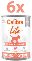 Calibra Life Puppy & Junior konzerva za pse, jagnjetina / riž, 6 x 400 g
