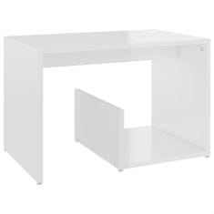 Vidaxl Stranska mizica visok sijaj bela 59x36x38 cm iverna plošča