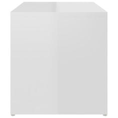 Vidaxl Stranska mizica visok sijaj bela 59x36x38 cm iverna plošča