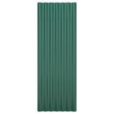 Vidaxl Strešne plošče 12 kosov prašno premazano jeklo zelene 100x36 cm