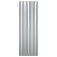 Vidaxl Strešne plošče 12 kosov prašno premazano jeklo srebrne 100x36cm
