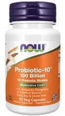NOW Foods Probiotic-10, probiotiki, 100 milijard CFU, 10 sevov, 30 rastlinskih kapsul