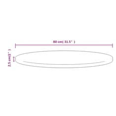 Vidaxl Mizna plošča Ø80x2,5 cm trdna borovina