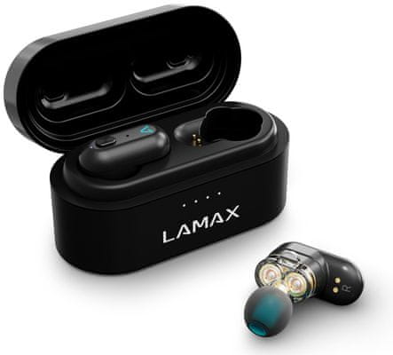  lamax duals1 brezžične slušalke Bluetooth dualbeat neizkrivljen zvok udobna zasnova zaprt mikrofon glasovnega pomočnika za prostoročno uporabo dolga življenjska doba baterije upravljanje na dotik