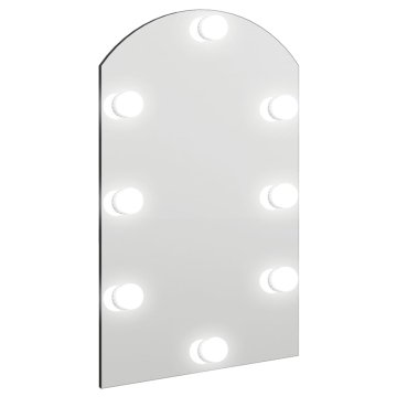 Vidaxl Ogledalo z LED lučkami 60x40 cm stekleno z lokom